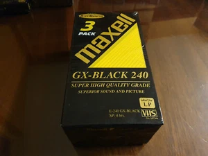 3X NEW & SEALED VHS VIDEOCASSETTE MAXELL GX-BLACK 240 - Bild 1 von 2