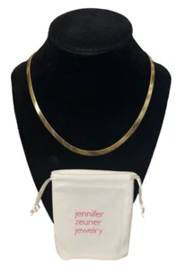 Herringbone Necklace 14 inch Gold Chain Vermeil Hamilton Etched Jennifer Zeuner - Picture 1 of 7