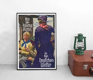 Poster Mit der Reichsbahn in den deutschen Winter Plakat Deutsche Bahn - Picture 1 of 3