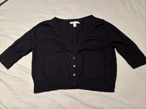 Vecchio cardigan crop top leggero marina. Nero massiccio. Manica corta taglia media - Foto 1 di 11