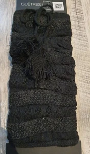 Guêtres noires chaudes avec pompons – tricot hiver – taille unique – neuf - Picture 1 of 1
