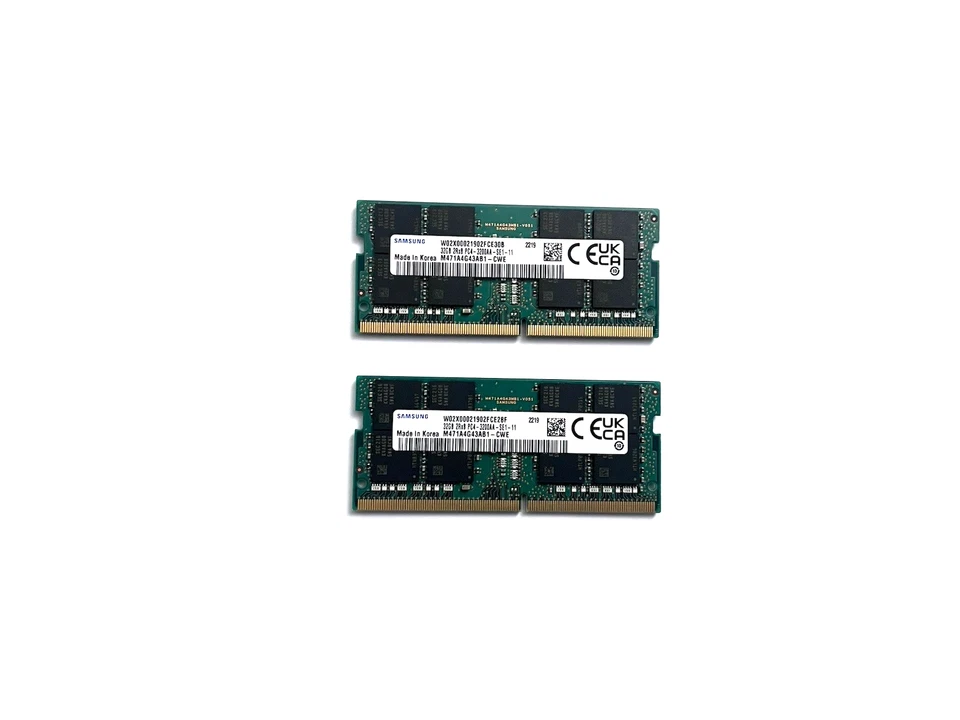Samsung kit 64GB (2X32GB) 3200GHz DDR4 SODIMM LAPTOP MEMORY- M471A4G43AB1-CWE - Image 1 of 1