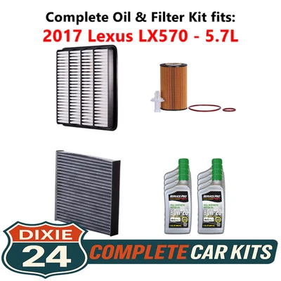 Fits: 2017 Lexus LX570 5.7L Complete Oil, Air & Cabin Filter Kit (0W-20) - Image 1 of 4
