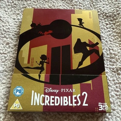 DISNEY PIXAR INCREDIBLES 2 - UK EXCL 3D + 2D BLU RAY STEELBOOK - LIKE NEW! - Image 1 of 3
