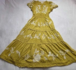 S By Anthropologie The Somerset Maxi Vestido Estampado Amarillo Bordado Flores 3 - Imagen 1 de 12
