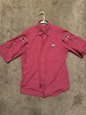 Men’s Antigua Arkansas Razorbacks Long Sleeve Button Down Shirt Sz Large Red EUC - Image 1 of 3