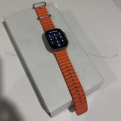 Apple Watch Ultra 2 49mm Titanium Case. Orange  Strap. Excellent Condition - Image 1 of 4