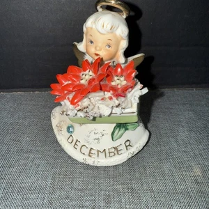 Vintage Lefton Dezember Weihnachtsstern blau Zirkon Spaghetti Geburtstag Engel 489 - Bild 1 von 3