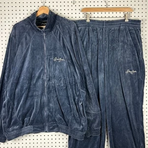 Sean John Tracksuit Mens XXL Light Blue Velour Jacket Pants Y2K Hip Hop 90s - Picture 1 of 5
