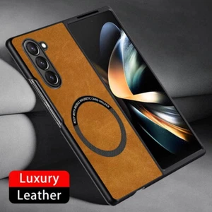 Case For Samsung Galaxy Z Fold7 Fold6 Fold5 4 Magsafe Leather Flip Magnet Cover - Picture 1 of 15