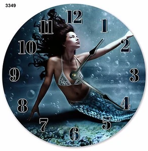 10.5" COOL UNDERWATER BLUE MERMAID PORTRAIT - Large 10.5" Wall Clock - 3349 - Picture 1 of 3