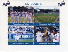 Chad 2018 MNH Los Angeles LA Dodgers 4v M/S Baseball Sports Stamps