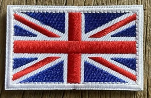 New UK Union Jack Flag Patch 3.25”x2” Hook & Loop Fastener Backing Great Britain - Bild 1 von 2