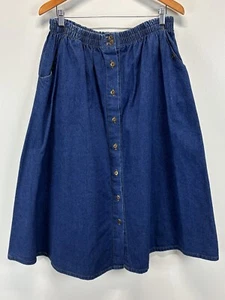 Vtg Kayo Of California Denim Midi Skirt Sz 20W Plus Blue Western Prairie Pockets - Imagen 1 de 7