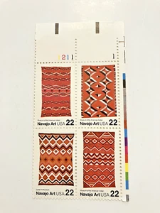 1986 Navajo Art Block of 4 22c USA Postage Stamps, Original Gum, Scott 2238b - Picture 1 of 1