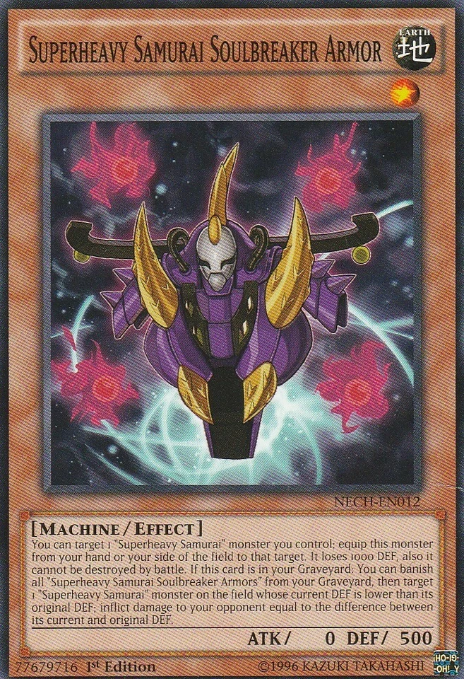 YUGIOH CARD 3 x SUPERHEAVY SAMURAI SOULBREAKER ARMOR NECH-EN012 - Image 1 of 1