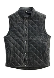 Light Weight Genuine Lambskin Leather Quilted Design Motorcycle Biker Vests - Bild 1 von 3