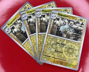 4X Pokemon Juego de Cartas Coleccionables Magneton 082/165 HOLO INVERSO Escarlata y Violeta 151 Inglés Casi Nuevo - Imagen 1 de 2