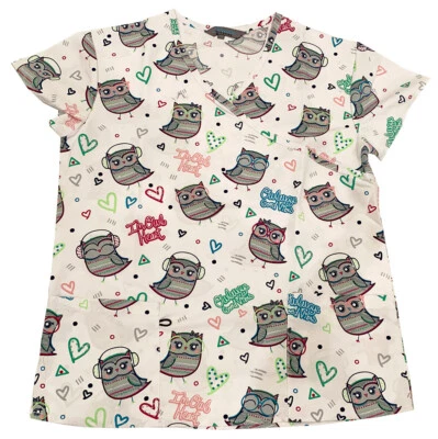 Womens Microfiber Medical Scrub Tops I am Owl Heart 2X - Image 1 of 2