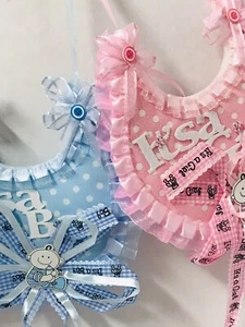 2pcs Bibs Baby Shower Favor Decorations PINK Party Table Girl - Picture 1 of 11