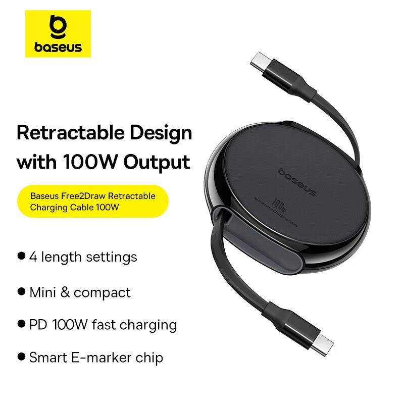 Cabo USB C retrátil 100W cabo para iPhone 15 Plus Pro Max cabo carregador rápido - Imagem 1 de 4