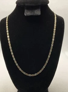 BEAUTIFUL Solid 14K Tricolor Gold Diamond Cut VALENTINO Chain Necklace 4.6gr. - Picture 1 of 15
