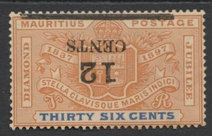 SG 163a Mauritius 1902. 12c on 36c orange. Mounted mint, light overall gum - Picture 1 of 1