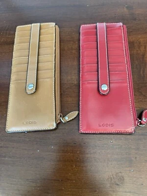 Cartera apiladora de cuero para tarjetas de ciudad Lodis Audrey verde lima/azul Foto 1 de 4