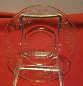 VINTAGE DEPRESSION CLEAR GLASS SAUCER W/FLORAL PATTERN - Picture 1 of 6
