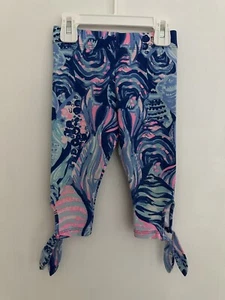 Lilly Pulitzer Girls Blue & Pink Fish Print Leggings Size XS 2-3 - Picture 1 of 6