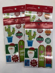 4 packs (200) of xmas glitter gift tags presents wrapping swap peel stick #6 - Picture 1 of 1