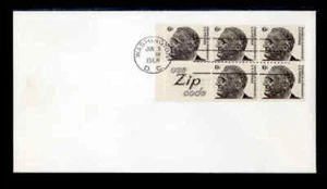 1284c 6c ROOSEVELT ZIP BOOKLET PANE of 5 FDC - UNCACHETED - HAND CANCEL - Picture 1 of 2