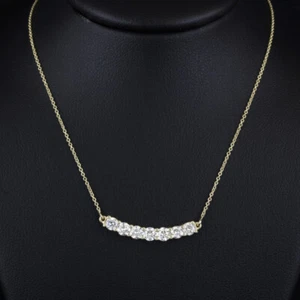 Halskette 14 Karat Gold 7 Diamanten - Bild 1 von 6