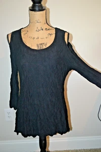 SnoSkins Black Top w Cold Shoulder Long Sleeves - L - Picture 1 of 2