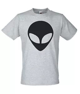 Adults Alien Head Extraterrestrial Martian Outer Space Unisex Grey T-Shirt - Picture 1 of 8