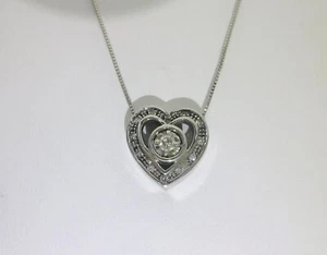 White Gold Diamond Heart Necklace Natural Diamond 14k 18" Gift of Love N428 - Picture 1 of 9