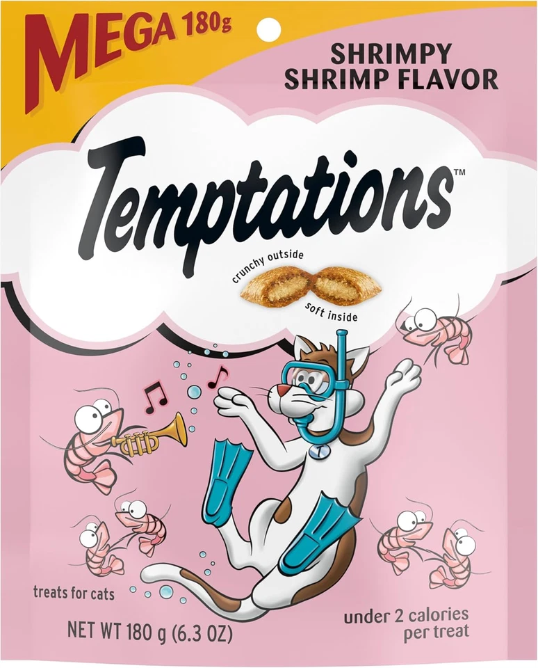 Temptations Classic Crunchy and Soft Cat Treats Shrimpy Shrimp Flavor 6.3 oz...