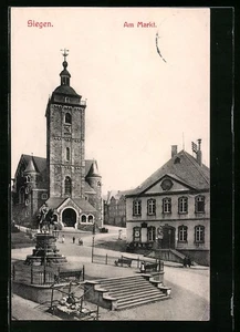 Siegen, Ansichtskarte, Kirche am Markt mit Denkmal 1910 - Picture 1 of 2