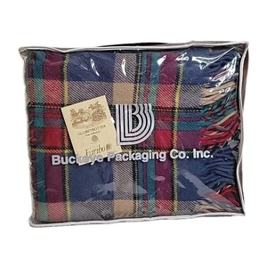 Faribo Globetrotter Pak-A-Robe Plaid Blue Green Yellow Red Sports Blanket 50x60 - Picture 1 of 19