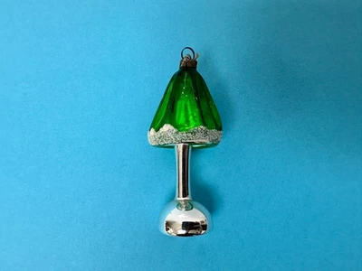 Antique Glass Christmas Decoration Bauble ~ Figural Mushroom Green ~ Vintage - Image 1 of 4