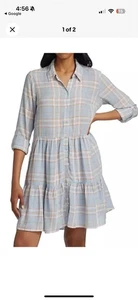Veronica Beard Damen Multi Jemila kariert Stufen Hemdkleid blau, Small S - Bild 1 von 8