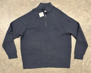 Maglione pullover American Eagle 1/4 zip finto collo blu misto lana uomo 3XL nuovo con etichette - Foto 1 di 7