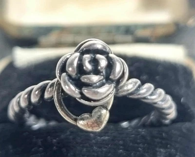 Pandora Rose In Bloom Sterling Silver & 14ct Gold Ring Size N½ - Image 1 of 4