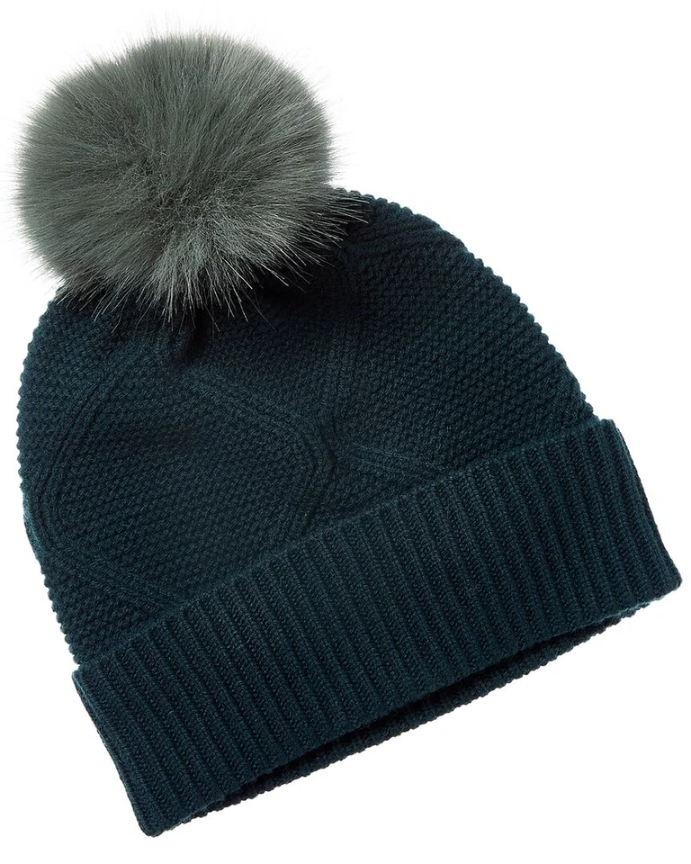 Sombrero de cachemir Forte Cashmere Luxe cable verde para mujer Foto 1 de 1