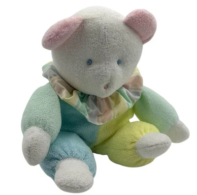 Vintage Eden Teddy Bear Plush Pastel Color Block Baby Lovey Stuffed Animal - Image 1 of 4