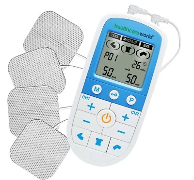 HEALTHCARE WORLD TENS/EMS/Massage Machine Advanced Combo Dual Channel Pain Reliever Device