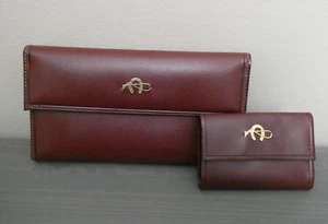 Cartera de colección Fran-Stef Secretaria billetera billetera y estuche llavero herradura borgoña - Imagen 1 de 10