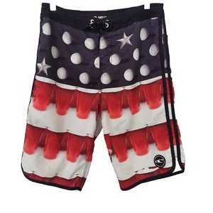 Pantaloncini O'neill Swim Surf Board Rosso Solo Cup Beer Pong USA Uomo 28 - Foto 1 di 9