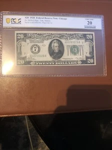 1928 $20 UNITED STATES FEDERAL RESERVE NOTE - CHICAGO - PCGS VF 20 - Picture 1 of 3