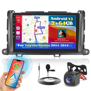Android 13 CarPlay Radio for Toyota Sienna 2011-2014 9" Touchscreen GPS - Picture 1 of 7